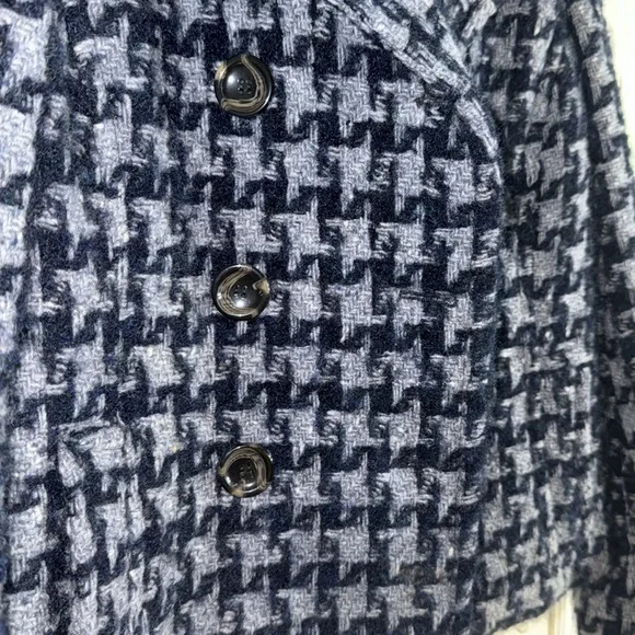 Max Mara Weekend Blue Wool Mohair Alpaca Houndstooth Crop Coat Jacket Size 4 - Picture 4 of 12